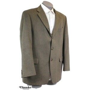 Joseph Abboud Men's Camel Hair 3 Button Green Blazer Sport Coat Blazer 44R